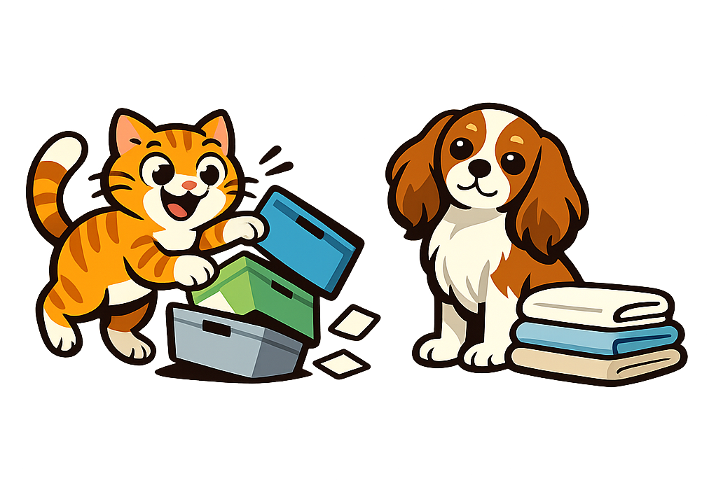 Chaos, an orange tabby cat, and Beauty, a Cavalier King Charles Spaniel — the mascots of Baltimore Organize